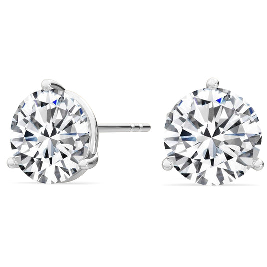 3-Prong Martini Solitaire Stud Earrings (Round)