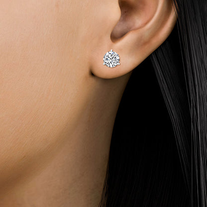 3-Prong Martini Solitaire Stud Earrings (Round)