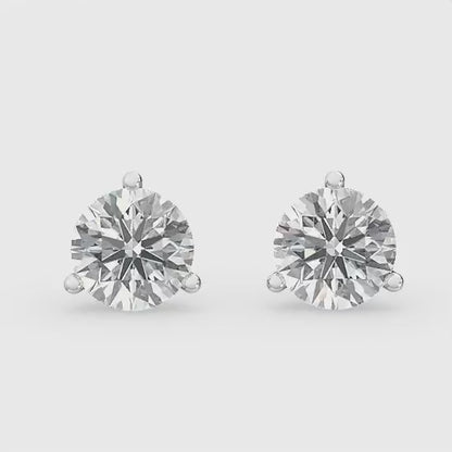 3-Prong Martini Solitaire Stud Earrings (Round)